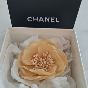 CHANEL Cream Floral Brooch